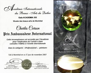 Musée des beaux-art de Montréal ACADEMIA XXI - Charles Carson reçoit des mains de Anne Richer le Prix Ambassadeur International 2007