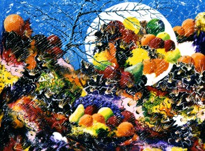 13 - Charles Carson - Éclipse de fruits - 76 X 102 cm - Acrylique sur toile - Mouvement CARSONISME