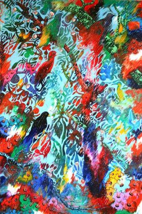 SOLD/ VENDU - Le chant des oiseaux colorés 
