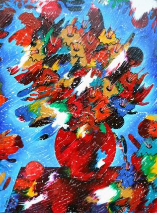 SOLD / VENDU - Bouquet de fleurs 