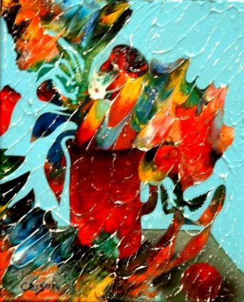 SOLD / VENDU - Une gorgée de fleurs ensoleillés 